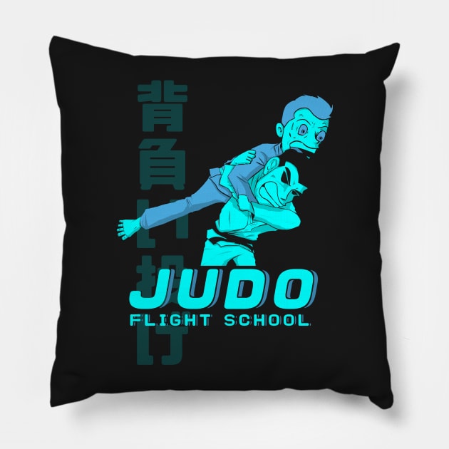 Judo Seoi Nage Flight School Pillow by eokakoart