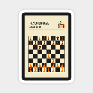 The Scotch Game Chess Openings Art Poster in a minimal style. Magnet