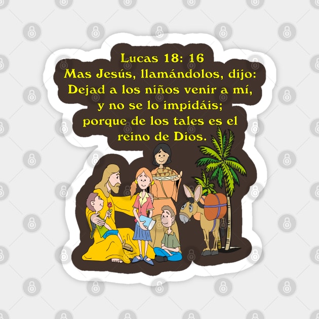 biblia español   Lucas 18. 16 Magnet by drawn freehand
