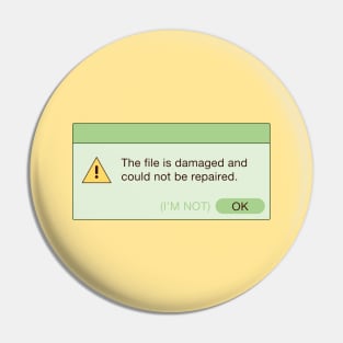 Damaged File Error Notification (Green) Pin