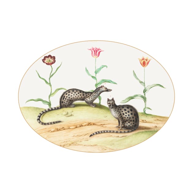 Two Genets with Tulips (1575–1580) by WAITE-SMITH VINTAGE ART