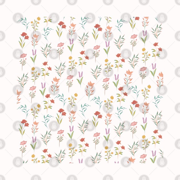 Colorful Modern Dainty Wildflower Pattern by ArunikaPrints