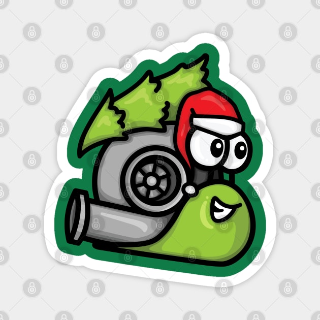 Turbo Snail - Christmas Tree Hauler (Green) Magnet by hoddynoddy