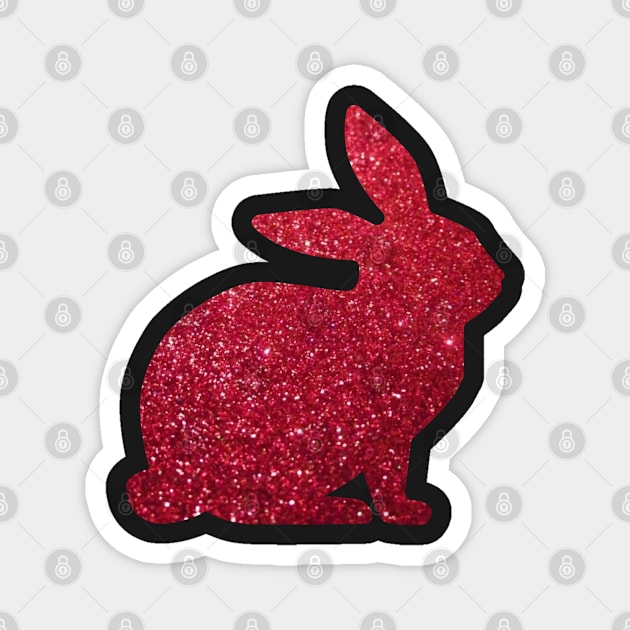 Red Faux Glitter Easter Bunny Magnet by Felicity-K