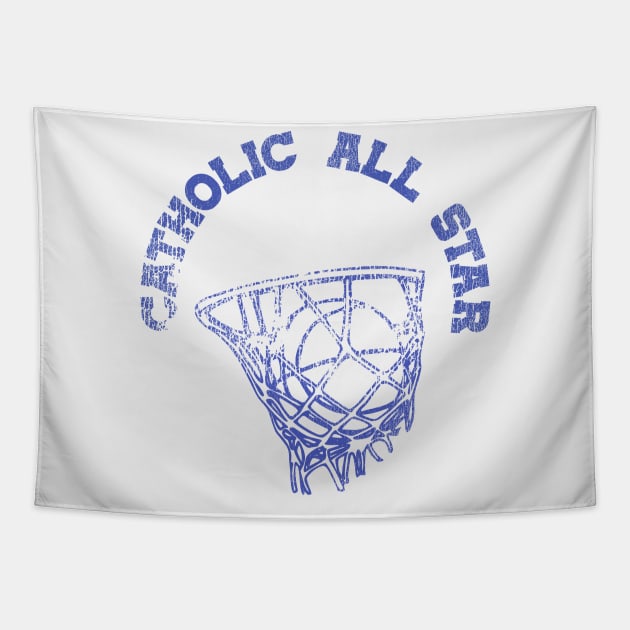 Vintage Catholic All Star Basketball Practice Tee Tapestry by darklordpug