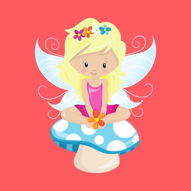 Cute Fairy, Magic Fairy, Blonde Hair, Mushroom by Jelena Dunčević