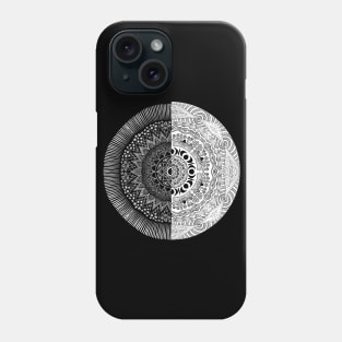 Equinox mandala, black and white, harvest sun, and moon Phone Case