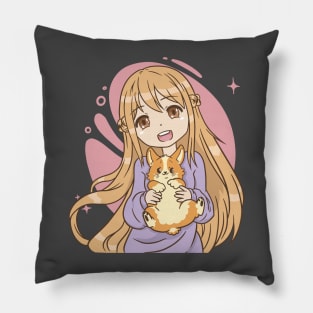 Anime girl and dog Pillow