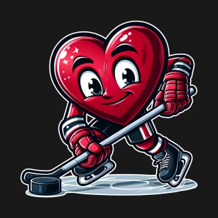 Valentine's Day Heart Hockey Player T-Shirt