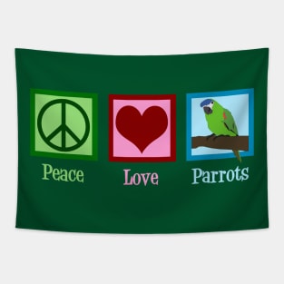 Peace Love Parrots Tapestry