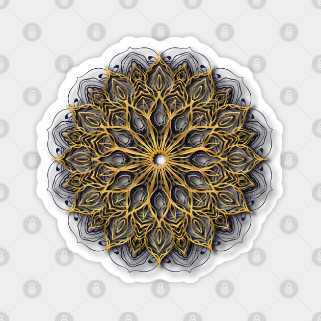 Luxury golden mandala Magnet by Mako Design 