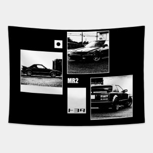 TOYOTA MR2 MK1 Black 'N White Archive (Black Version) Tapestry