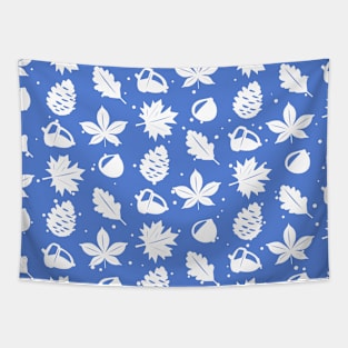 Graphic Nature Pattern on Slate Blue Background Tapestry