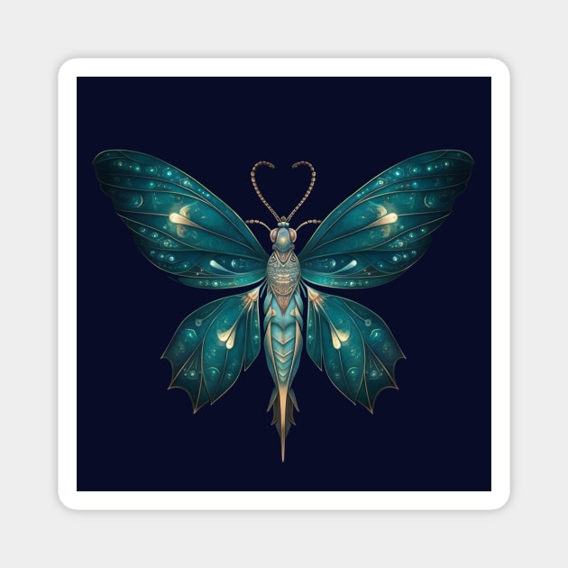 Magical blue butterfly Magnet by Elizabeth Aurora