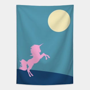 Unicorn in the full moon night Tapestry