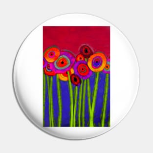 Flower Power Colorful Abstract Flowers One Pin