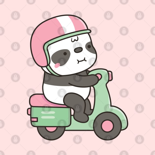 Cute Little Panda Riding Green Scooter by rustydoodle