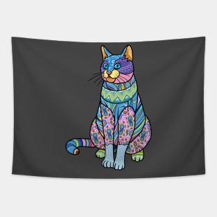 Ornate Cat Mandala Funny Tapestry