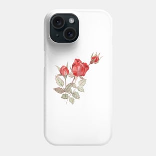 Red rose buds watercolor painting Phone Case