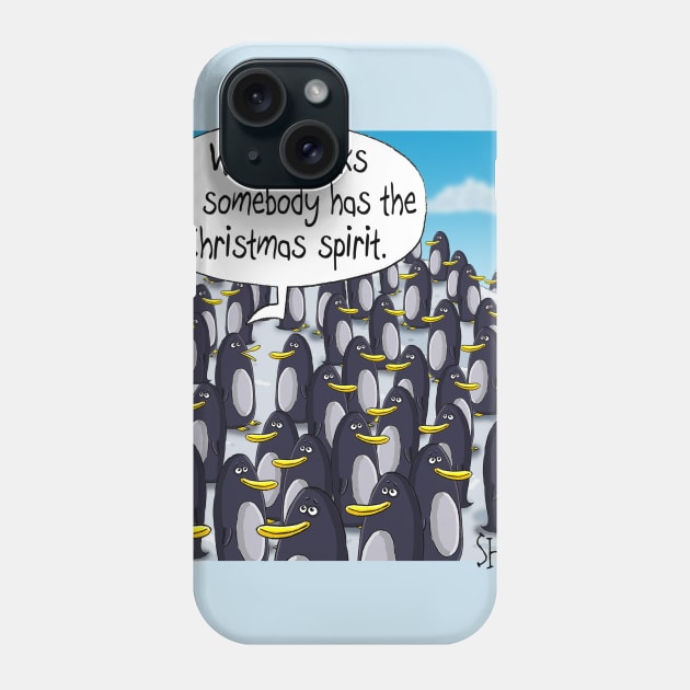 Christmas Spirit Penguin Phone Case by macccc8