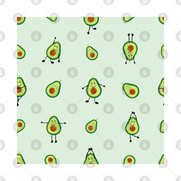 Avocados practicing yoga with cute expression by GULSENGUNEL