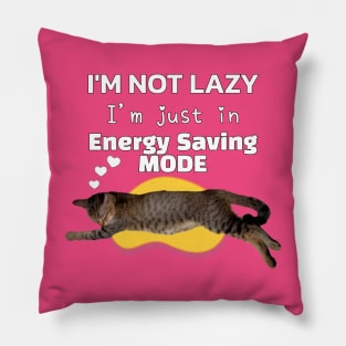 I'm Not Lazy I'm Just In Energy Saving Mode Sleeping Cat Lover Pillow