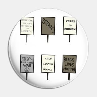 A Century of Protest Signs Pin