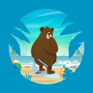 Dalston Bear Censored on beach T-Shirt