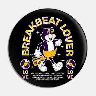 BREAKBEAT  - Lover Cat Mascot (gold/eggplant) Pin