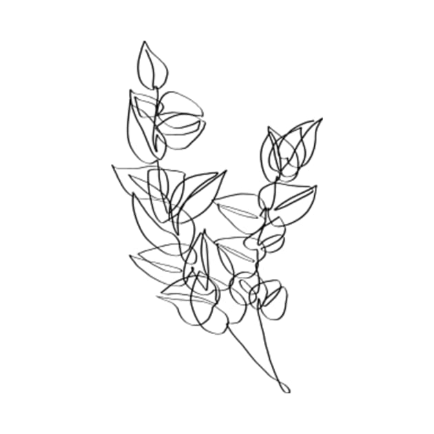 Eucalyptus leaves one line art by Doodle Intent