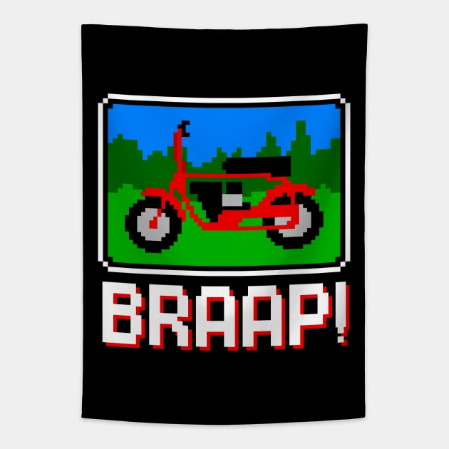 Mini Bike Braap 8 Bit Pixel Art Tapestry by Huhnerdieb Apparel