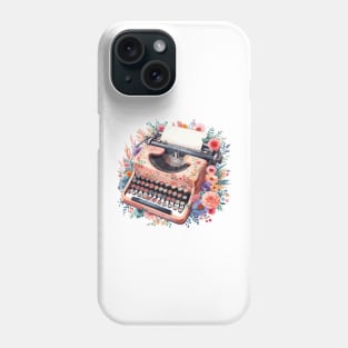 Retro Vintage Floral Typewriter Phone Case