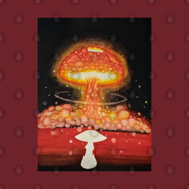 Destroying Angel - Mushroom Cloud Fungi Art by MushroomWitch