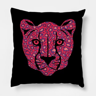 Hot pink leopard face Pillow