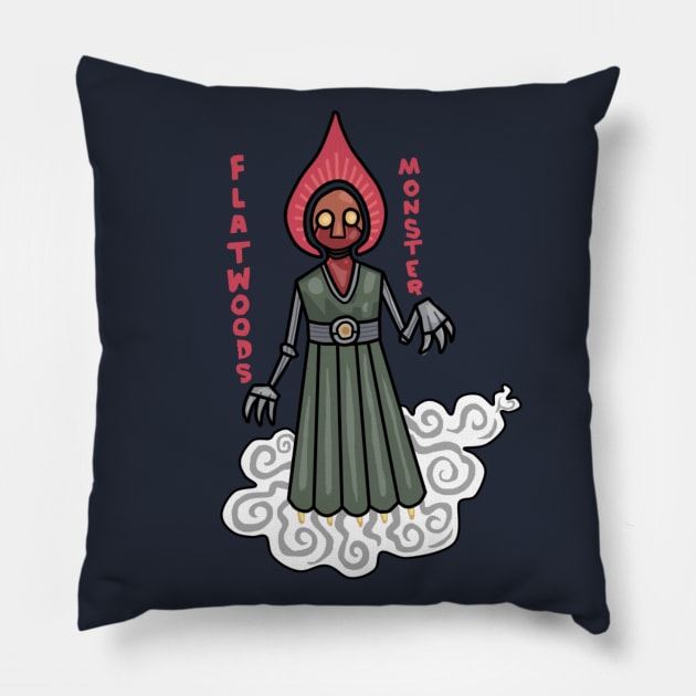 Flatwoods Monster Cartoon Pillow by Ballyraven