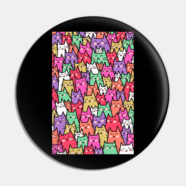Cat Party - Colorful Pin by HappyCatPrints