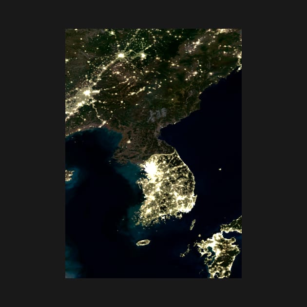 Korea at night, satellite image (C004/4096) by SciencePhoto