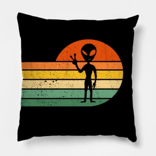 Retro Alien Vintage Halloween Pillow