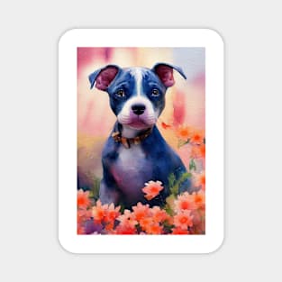 Watercolor pitbull Magnet