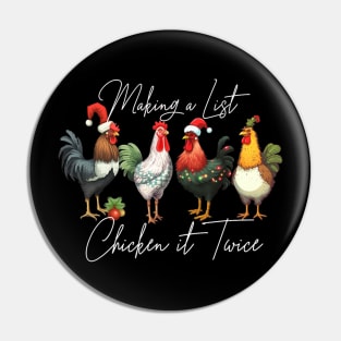Christmas Chicken Lover Xmas Santa Hat Funny Farm Pin