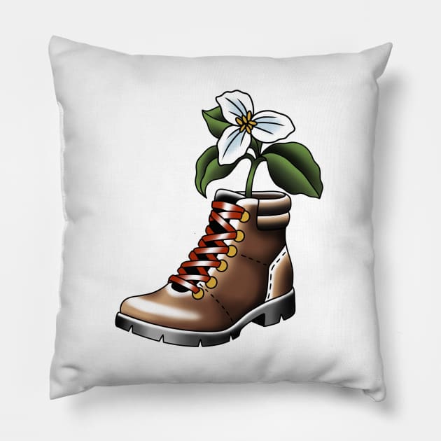 Hiking boot and flower Pillow by NicoleHarvey