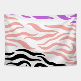 Violet Pink Black wavy pattern in Whte Tapestry