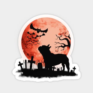 French bulldog frenchie and bats with red moon Magnet