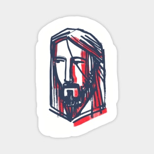 Jesus Christ face ink illustration Magnet