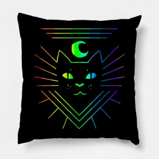 Rainbow Moon Cat Pillow