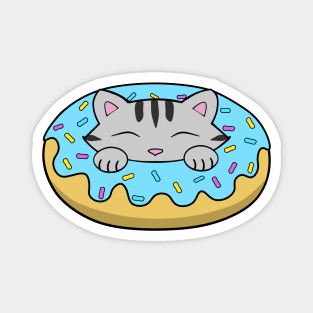 Blue Doughnut Kitten Magnet