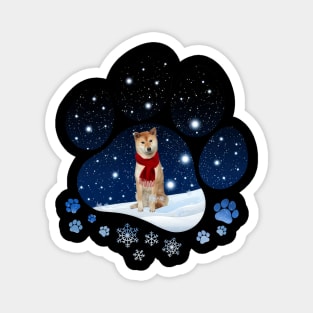 Snow Paw Shiba Inu Christmas Winter Holiday Magnet