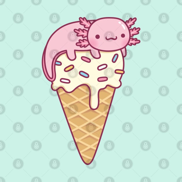 Cute Axolotl On Vanilla Ice Cream Cone Funny by rustydoodle