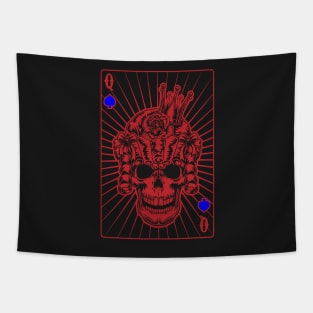 Queen of Spades Red Skull Tapestry