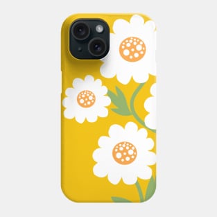 Flor Abstracta blanca en fondo amarillo Phone Case